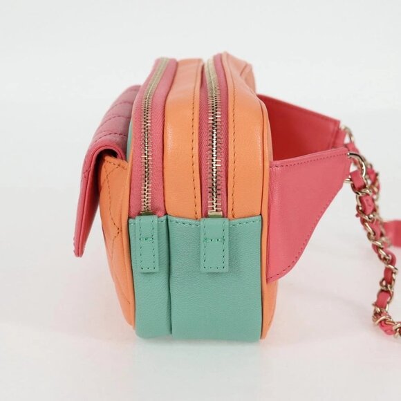 CHANEL Matelasse Chain Waist bag Leather Pink Gold CC Auth 125467SAM - Picture 4 of 16